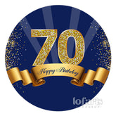 Marine Blau Golden Braun 70 Geburtstag Runden Hintergrund